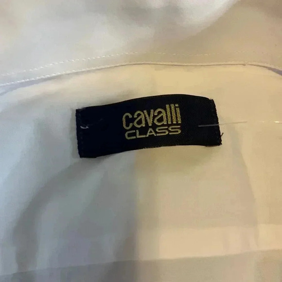 NWT Cavalli Class White Mens Long Sleeve Button Down Dress Shirt Size 16 - Picture 2 of 9